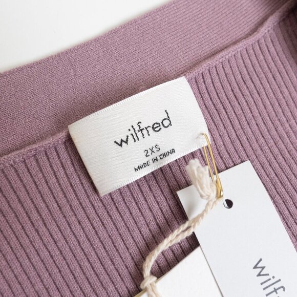 Aritzia Wilfred Cardigan V Neck Sweater Soft Knit Slim Claremont Pink Purple - Picture 6 of 14